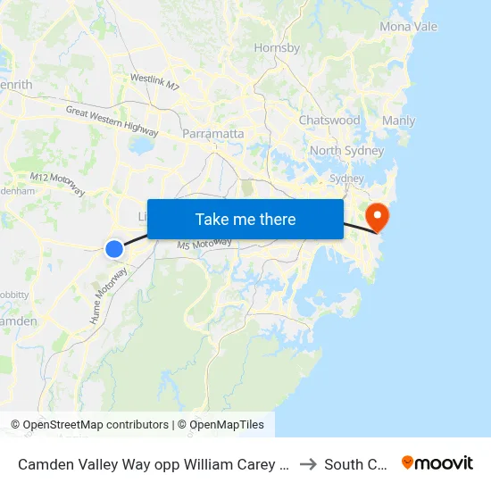 Camden Valley Way opp William Carey Christian School to South Coogee map