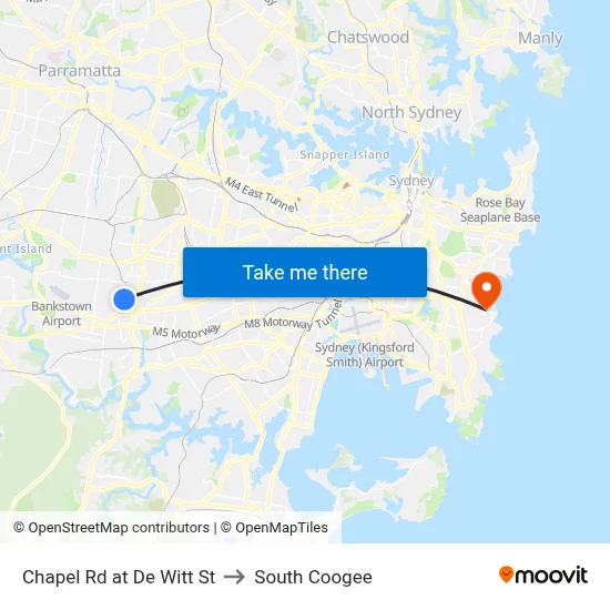 Chapel Rd at De Witt St to South Coogee map
