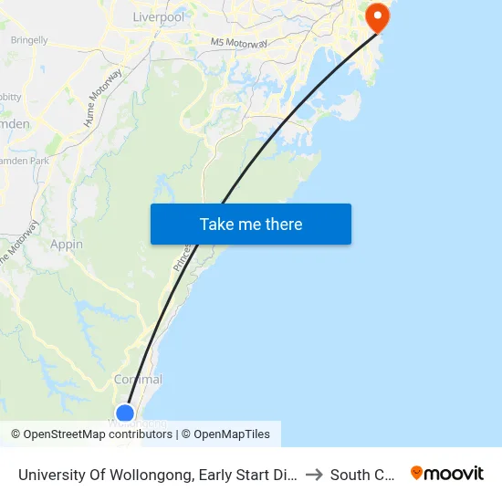 University Of Wollongong, Early Start Discovery Centre to South Coogee map