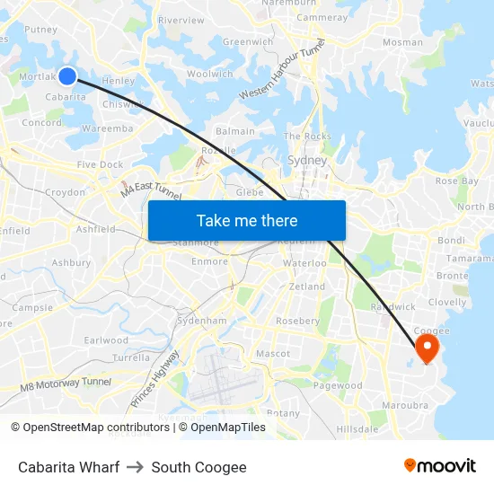 Cabarita Wharf to South Coogee map