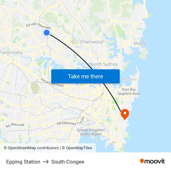 Epping Station to South Coogee map