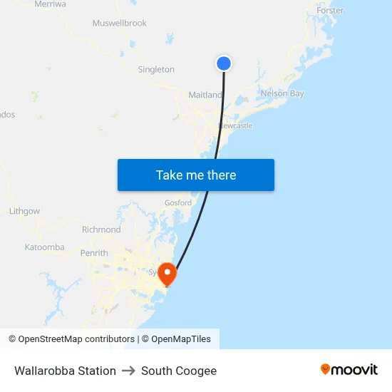 Wallarobba Station to South Coogee map