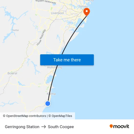 Gerringong Station to South Coogee map