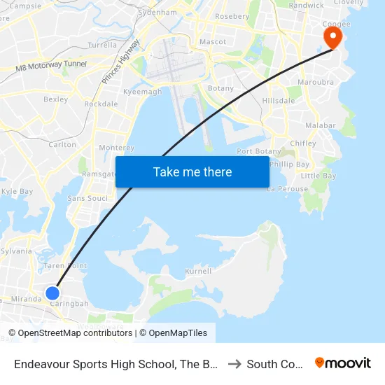 Endeavour Sports High School, The Boulevarde to South Coogee map