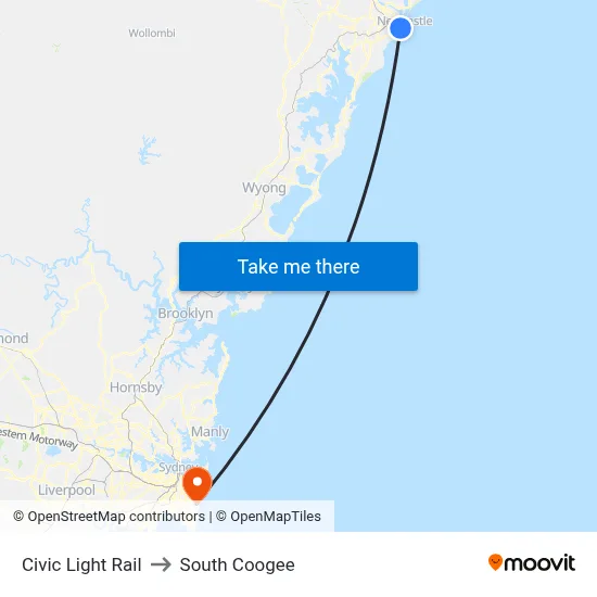 Civic Light Rail to South Coogee map
