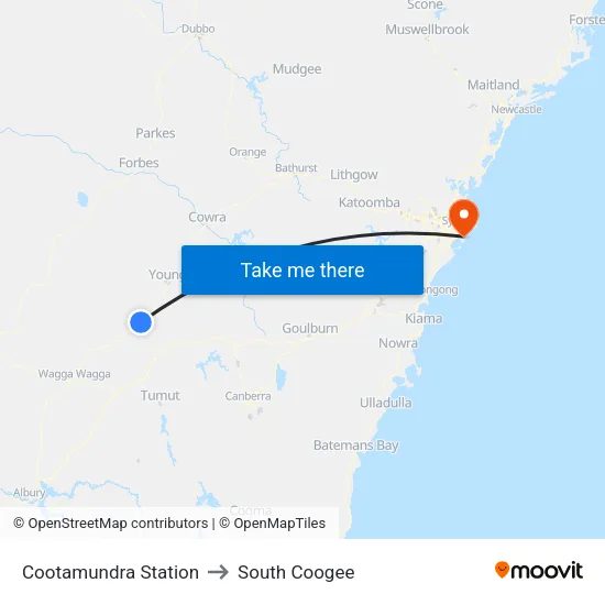 Cootamundra Station to South Coogee map