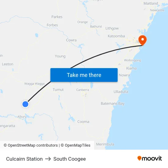 Culcairn Station to South Coogee map