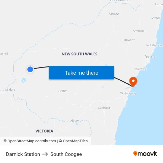 Darnick Station to South Coogee map