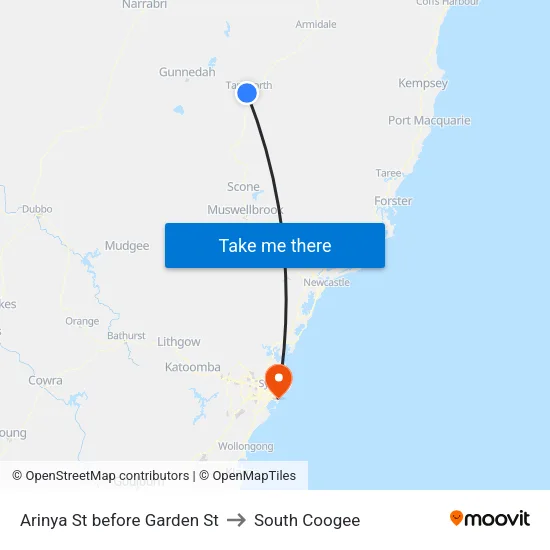 Arinya St before Garden St to South Coogee map