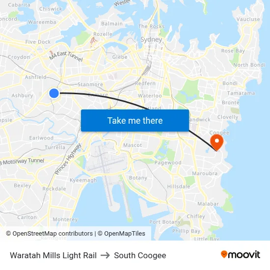Waratah Mills Light Rail to South Coogee map