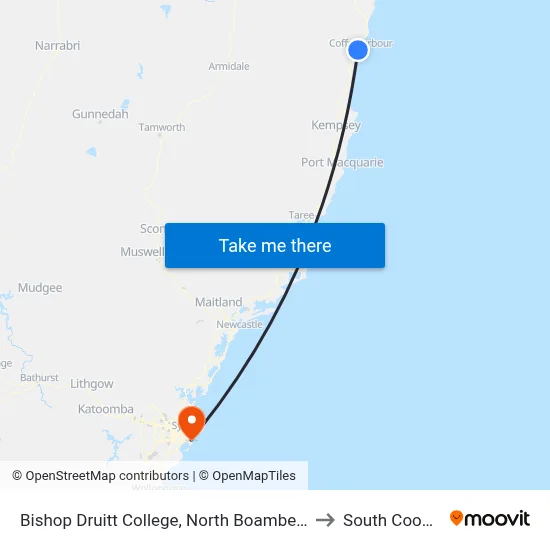 Bishop Druitt College, North Boambee Rd to South Coogee map