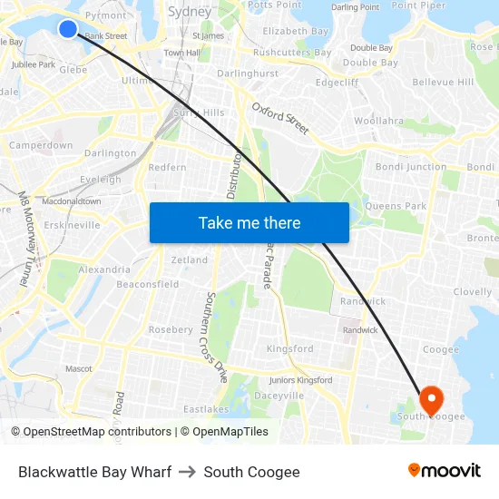 Blackwattle Bay Wharf to South Coogee map