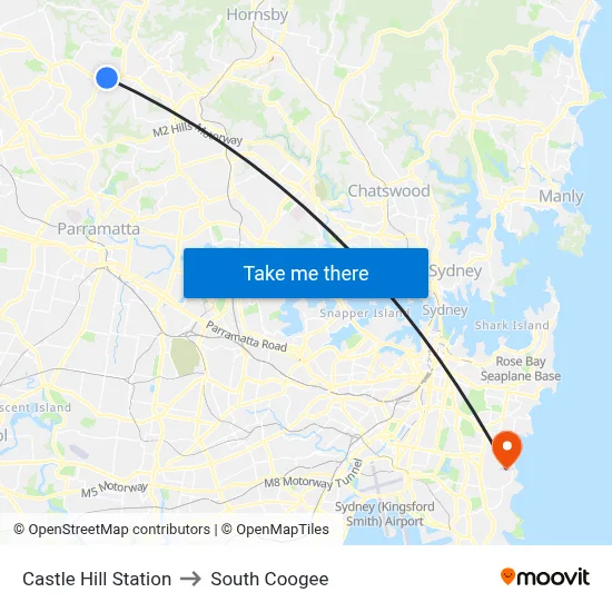 Castle Hill Station to South Coogee map
