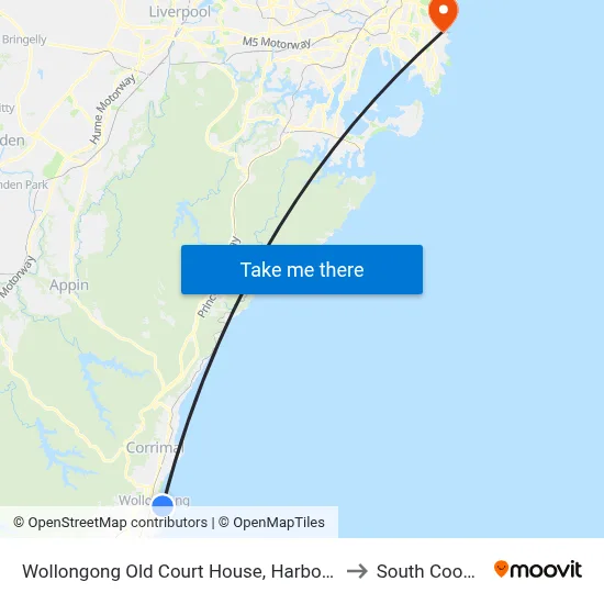 Wollongong Old Court House, Harbour St to South Coogee map