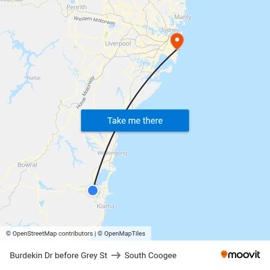 Burdekin Dr before Grey St to South Coogee map