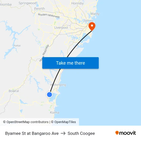 Byamee St at Bangaroo Ave to South Coogee map