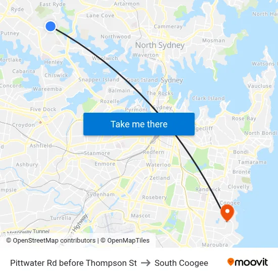 Pittwater Rd before Thompson St to South Coogee map