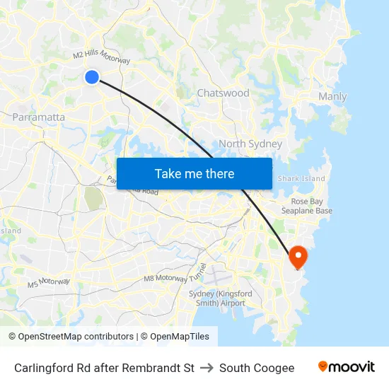 Carlingford Rd after Rembrandt St to South Coogee map
