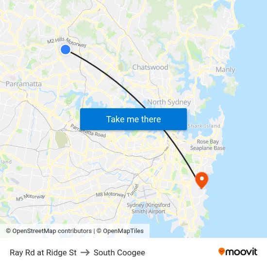 Ray Rd at Ridge St to South Coogee map
