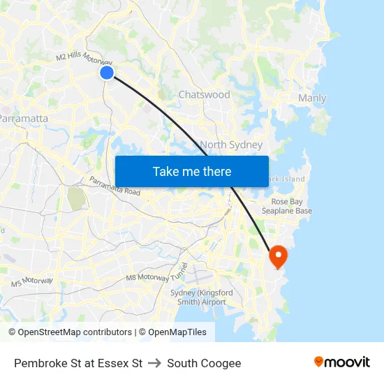 Pembroke St at Essex St to South Coogee map