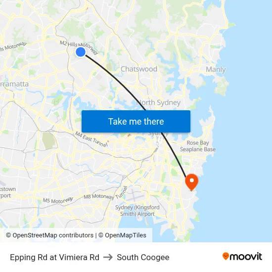 Epping Rd at Vimiera Rd to South Coogee map