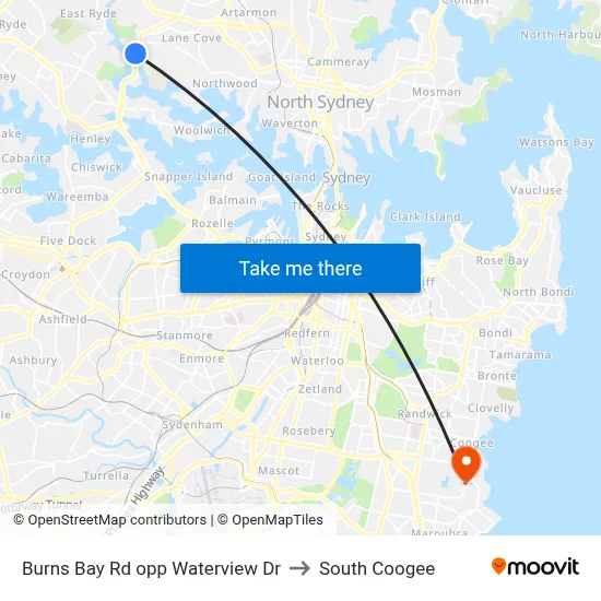 Burns Bay Rd opp Waterview Dr to South Coogee map