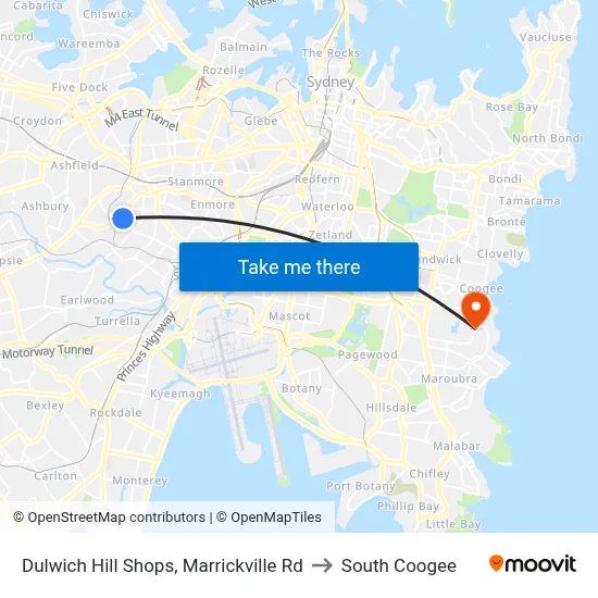 Dulwich Hill Shops, Marrickville Rd to South Coogee map