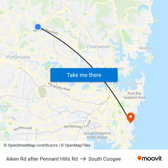 Aiken Rd after Pennant Hills Rd to South Coogee map