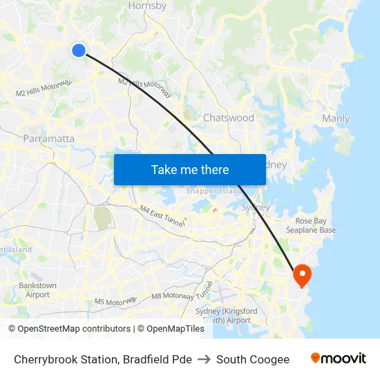 Cherrybrook Station, Bradfield Pde to South Coogee map