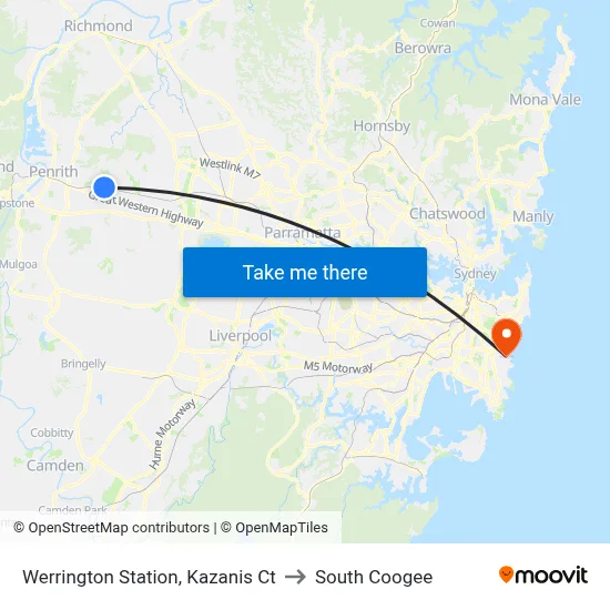 Werrington Station, Kazanis Ct to South Coogee map