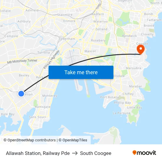 Allawah Station, Railway Pde to South Coogee map