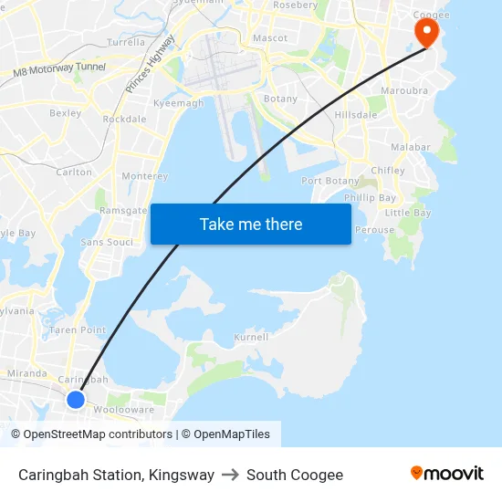 Caringbah Station, Kingsway to South Coogee map