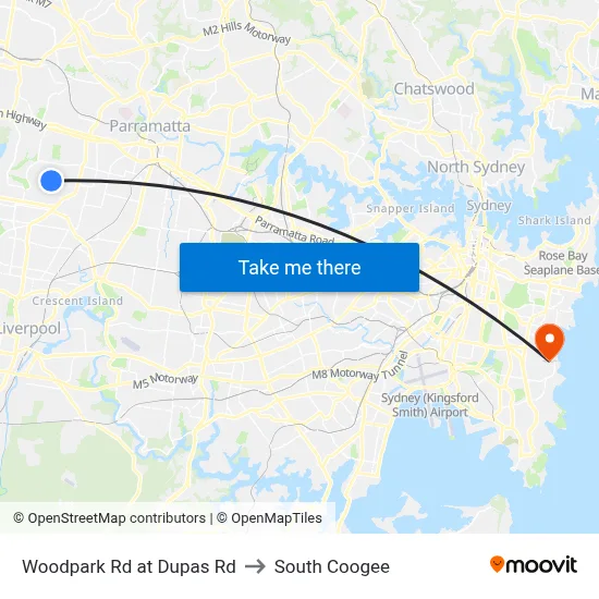 Woodpark Rd at Dupas Rd to South Coogee map