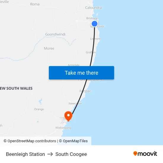 Beenleigh Station to South Coogee map