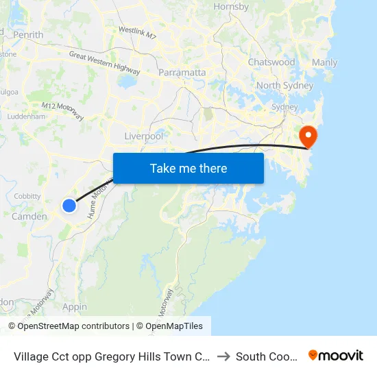 Village Cct opp Gregory Hills Town Centre to South Coogee map