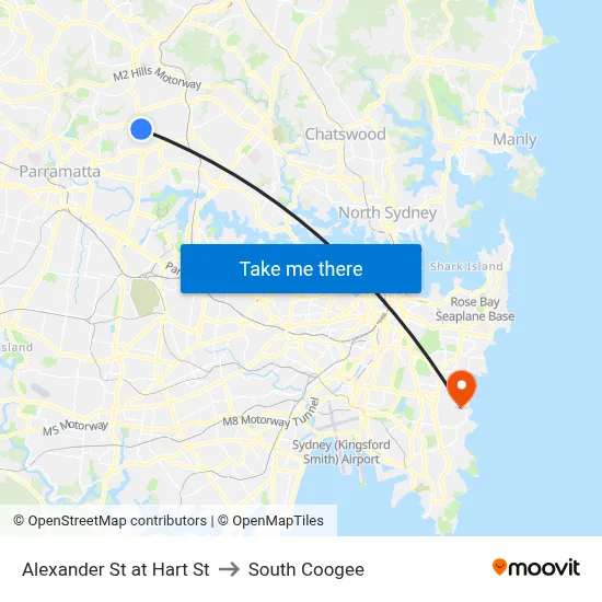 Alexander St at Hart St to South Coogee map