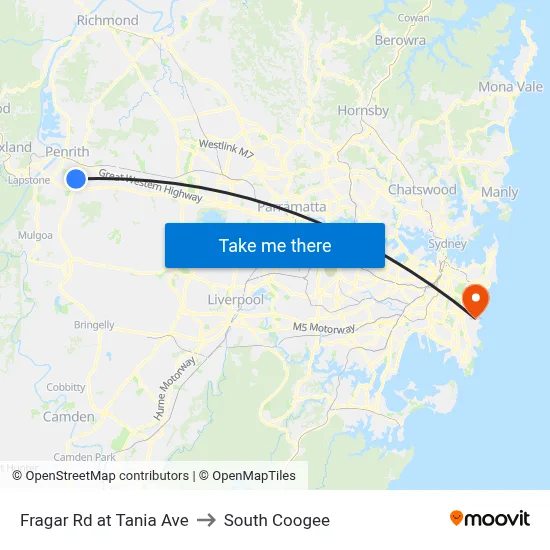Fragar Rd at Tania Ave to South Coogee map