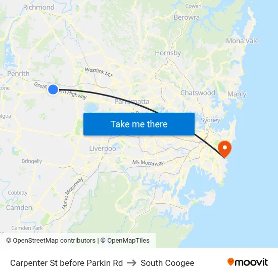 Carpenter St before Parkin Rd to South Coogee map