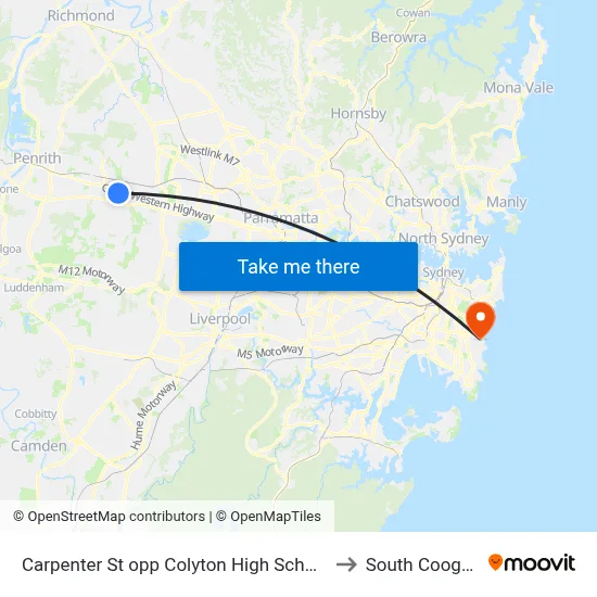 Carpenter St opp Colyton High School to South Coogee map