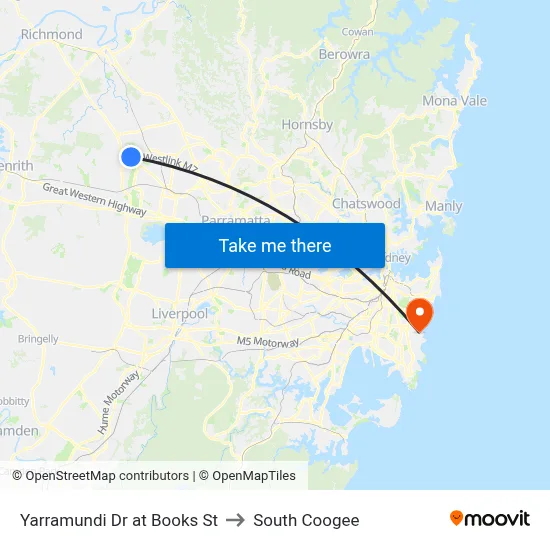 Yarramundi Dr at Books St to South Coogee map