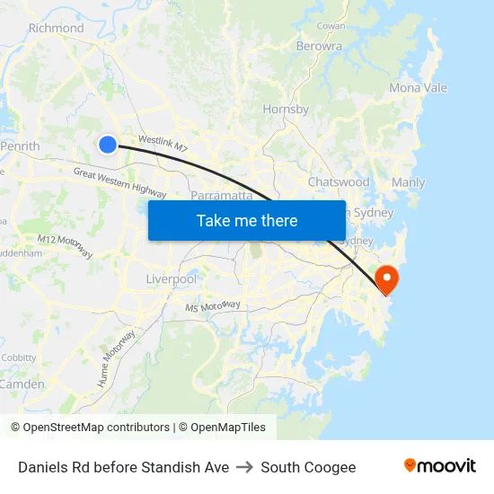 Daniels Rd before Standish Ave to South Coogee map