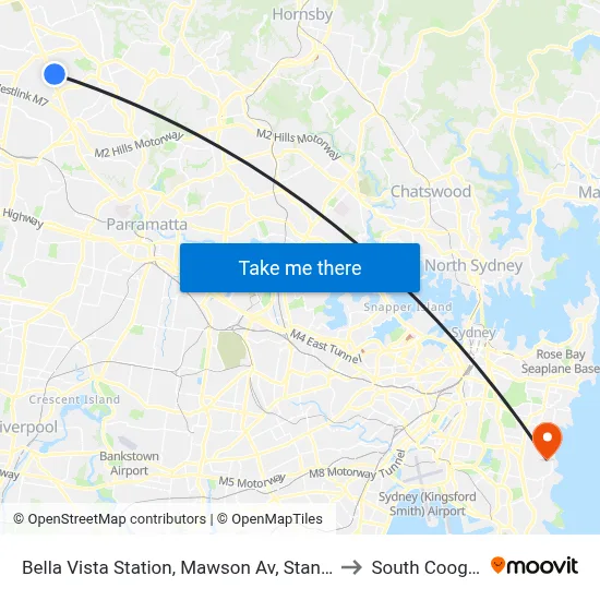 Bella Vista Station, Mawson Av, Stand A to South Coogee map