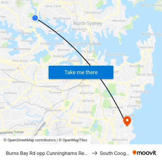 Burns Bay Rd opp Cunninghams Reach to South Coogee map