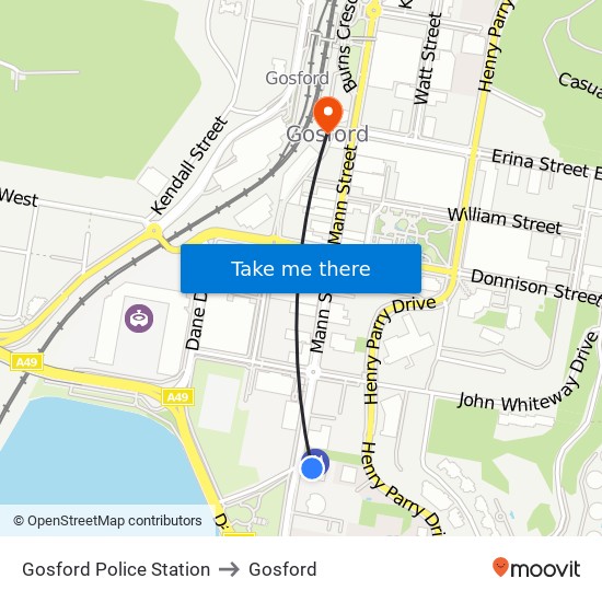Gosford Police Station to Gosford map