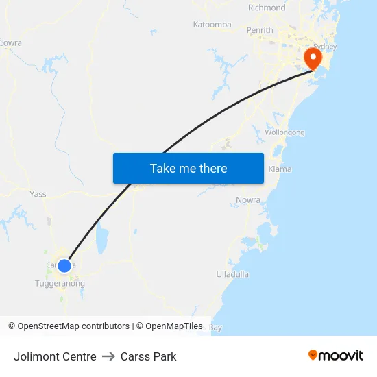 Jolimont Centre to Carss Park map