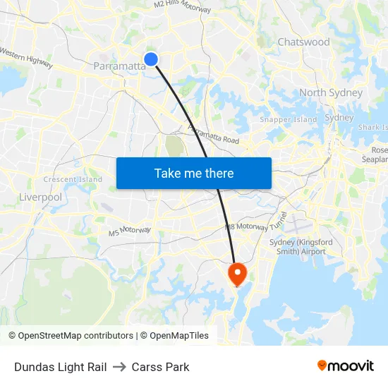 Dundas Light Rail to Carss Park map