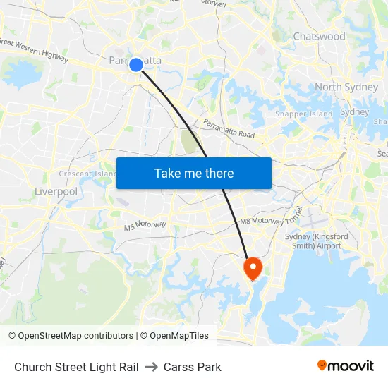 Church Street Light Rail to Carss Park map