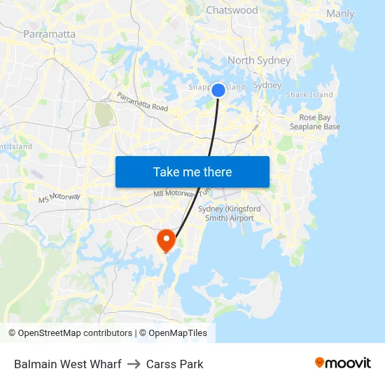 Balmain West Wharf to Carss Park map