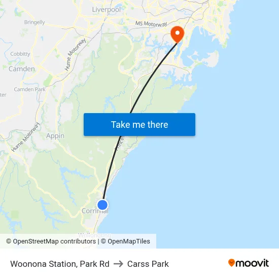 Woonona Station, Park Rd to Carss Park map