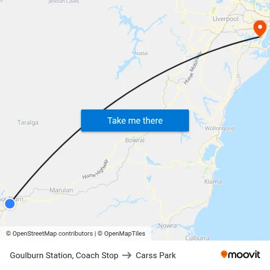 Goulburn Station, Coach Stop to Carss Park map
